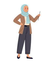 Teacher Hijab Female Pointer Teaching Education Standing School Modern