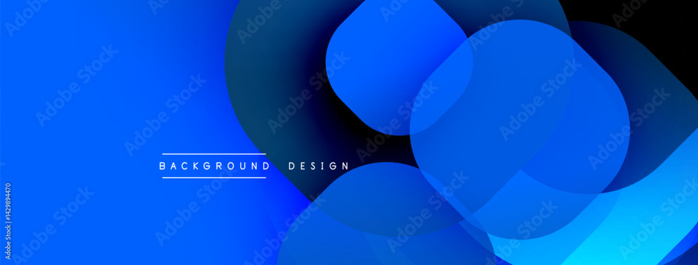 Poster Abstract blue layers create dynamic composition. Gradient shades offer modern visual appeal. Minimalist design suits various projects.