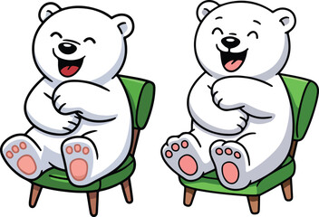 Obraz premium funny polar bear kids art vector illustration