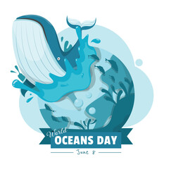 World Oceans Day Poster. Ocean ecosystems in the world