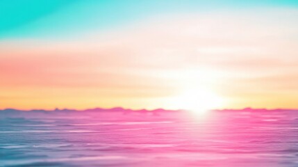 Vibrant pastel colors fill the sky as the sun rises over tranquil waters, creating a serene atmosphere at dawn