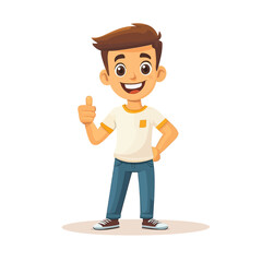 Young Boy With Brown Hair Wearing Casual Clothes Giving Thumbs Up