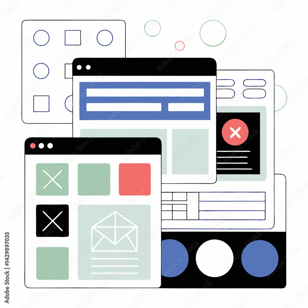 Aufkleber seamless vector modern background, collection of user interface elements, including buttons, forms, 