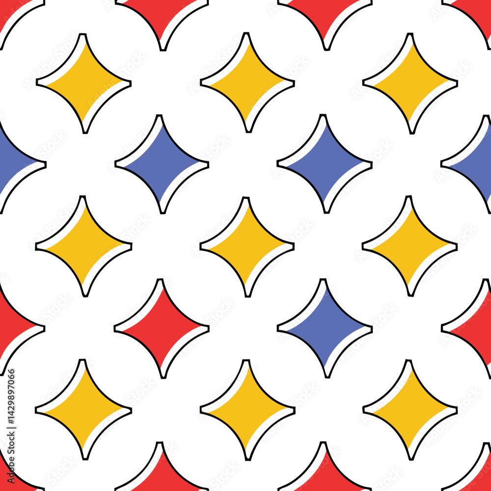 Poster seamless vector modern background, colorful geometric pattern featuring stars in repeating design, c