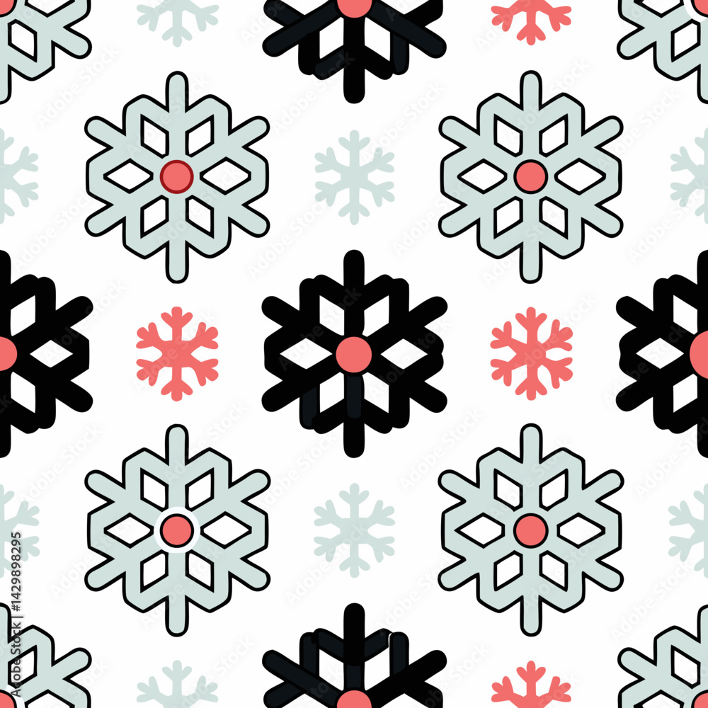 Aufkleber seamless vector background, colorful snowflakes in repeating pattern create festive and cheerful atm