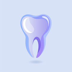 Minimalist vector illustration of a white healthy tooth with clean blue background. Perfect for dental care promotion, oral hygiene, clinic advertisement, or health campaign