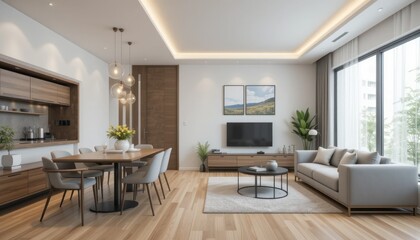 Modern Open Plan Living Space Design:Luxury Apartment Interior
