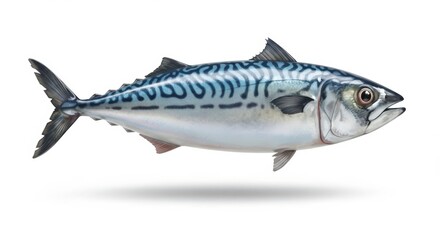 3D Seafood in white Background of a mackerel fish
