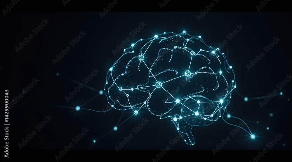 Poster abstract representation of a human brain's intricate neural network.