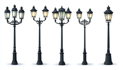 Vintage street lamps collection