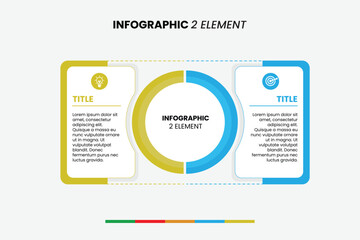 Modern two-element infographic with circular center and clean layout. Ideal for comparing data, processes, or concepts. Fully editable vector, perfect for business, marketing, and educational use