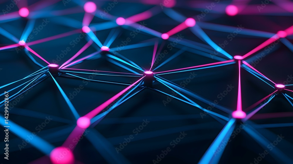 Poster the image contains an abstract representation of a network, depicted as a complex structure of inter