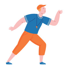Gym Teacher Male Sport Coach Training Pose Active Character Energy