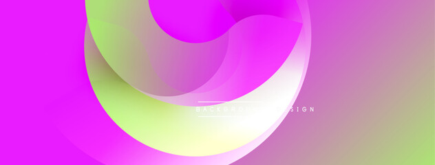 Abstract vibrant layers, flowing shapes. Gradient colors blend, creating modern visual effect. Soft curves dominate composition.