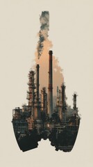 Obraz premium Industrial Pollution Abstract Silhouette of a