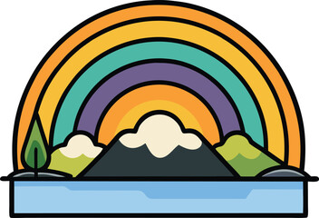 Rainbow mandala with floral elements