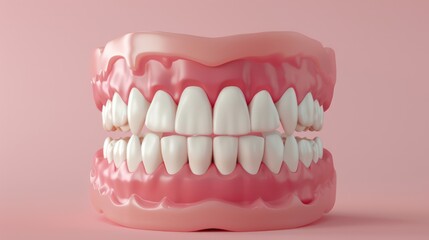 Obraz premium Illustrate a magazine advertisement featuring a 3D model of teeth with blank space for product placement or branding.