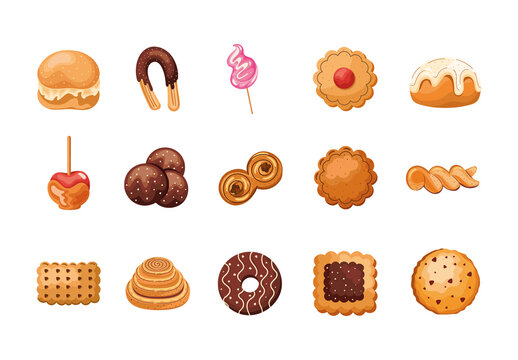 Brown And Beige Traditional Sweets Illustration Set