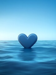 Fototapeta premium Heart-Shaped Buoy Floating Serenely on a Calm Blue Ocean Surface