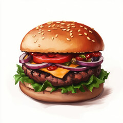 hamburger on white background