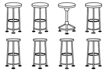  Bar stool cafe vibes Line art