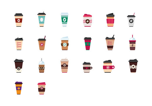 Modern And Minimal Reusable Coffee Cup Illustration Set