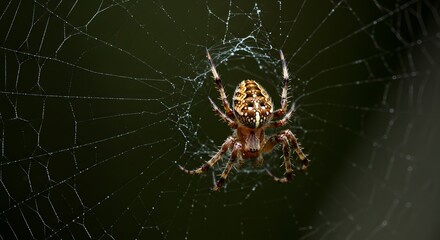 Garden spider weaves its intricate web in natural environment