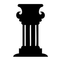 Ancient pillar or Column icon Greek architecture Flat silhouette column isolated on transparent background.
