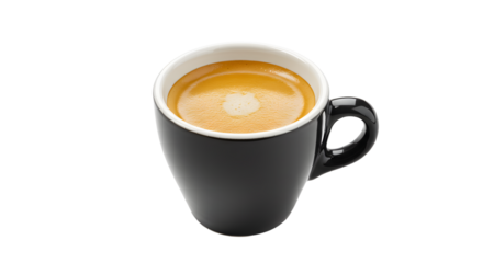 A close-up of a steaming cup of coffee placed on a clean surface, with a blurred background suggesting a cozy caf? atmosphere