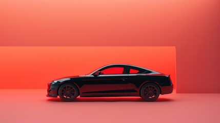 Obraz premium Show a modern car parked in a studio setting with a solid color backdrop, offering a clean and versatile space for adding customizable elements