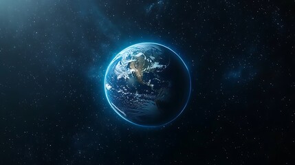 Earth Illuminated from Space, A stunning view of Earth from space, showing illuminated continents against a starry background