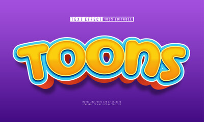 Playful toons editable text effect in vibrant cartoon style