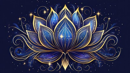 Majestic celestial lotus flower design.
