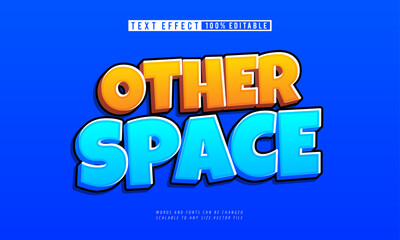 Other Space 3D cartoon comic style editable text effect for creative designs.