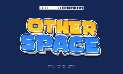 Other Space 3D cartoon comic style editable text effect for creative designs.