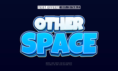 Other Space 3D cartoon comic style editable text effect for creative designs.