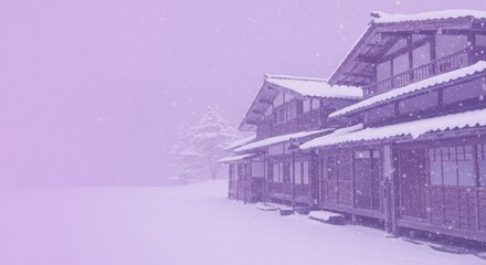 Japanese traditional house covered in snow during winter