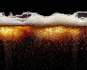 Closeup Dark Beer Bubbles Foam Texture Background