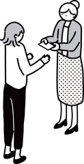 名刺交換をする女性たちのイラスト素材