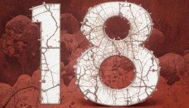 Number Eighteen Artistic Design with Textured Background
