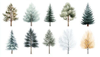 Watercolor Winter Trees