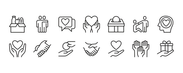 Kindness Icon Set. Vector Graphic Illustration.