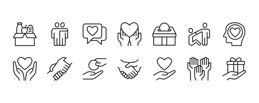 Kindness Icon Set. Vector Graphic Illustration.