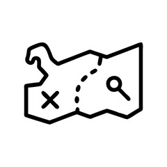  Treasure Map with X and Location Icon, Adventure and Navigation Vector