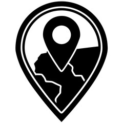 Location Pin with Country Map Icon, Navigation and Travel Vector