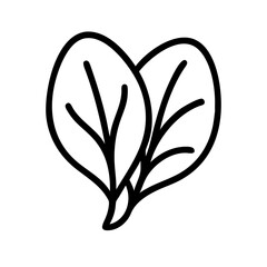 Simple Spinach Leaf Outline Vector Illustration