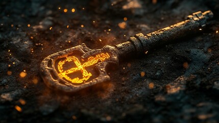 Ancient Key, Glowing Symbol, Mystery