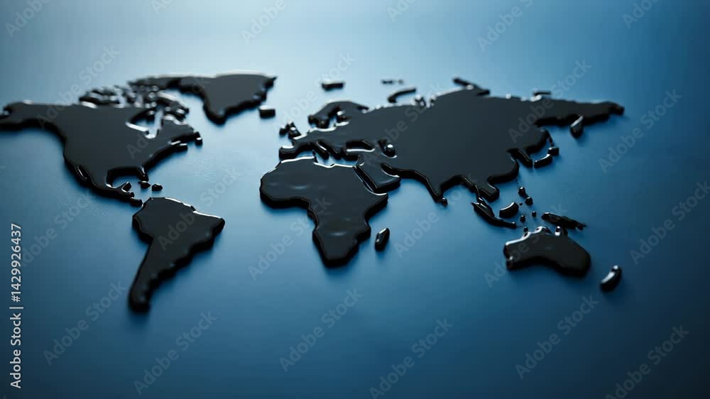 Poster abstract world map design with water droplets on shiny surface creating artistic visual representati