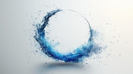 Fototapeta premium a simple logo with a circle in the middle written with the colors white background and off light blue colors for the font 