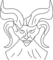 Intriguing Line Art Demon Head